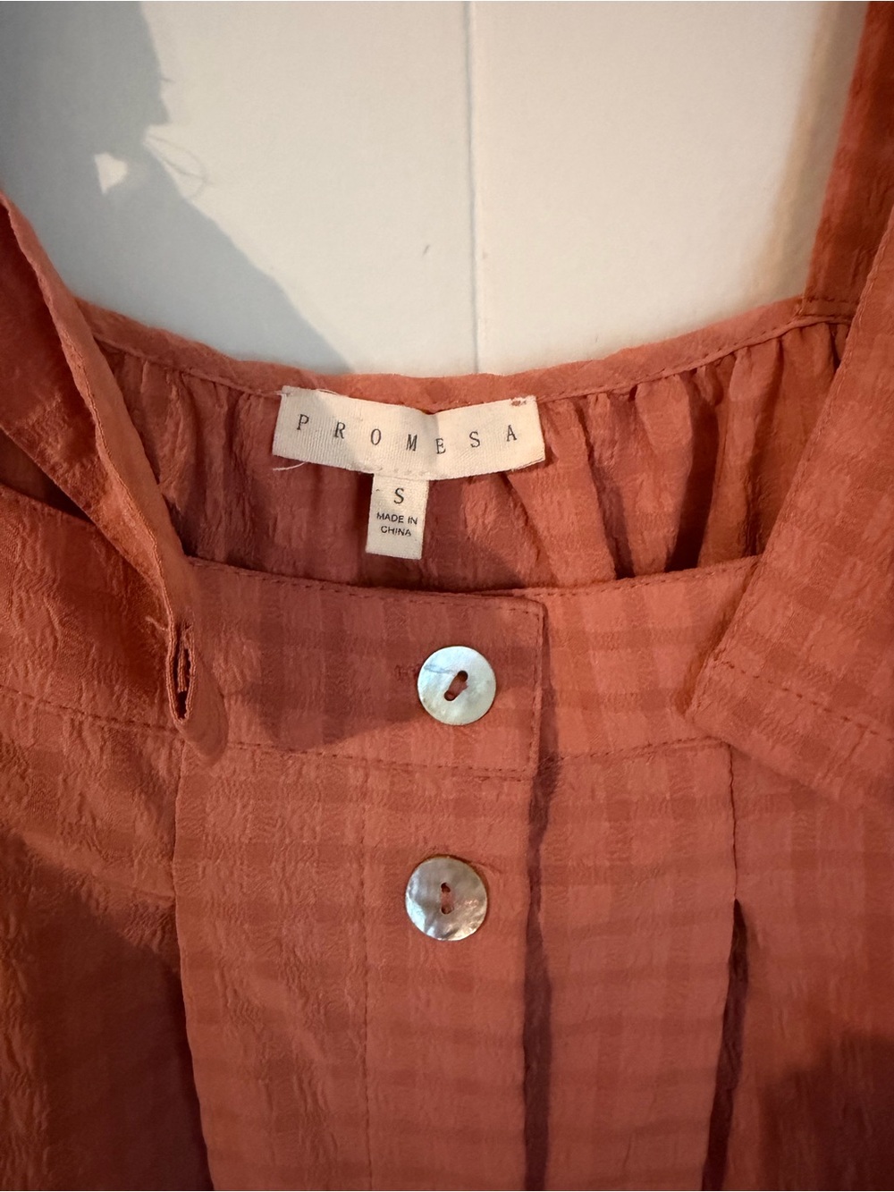 Process Burnt Orange Button-Front Ruffle Dress - Picture 2 of 3